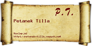 Petanek Tilla névjegykártya
